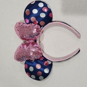 Disney Minnie Mouse Blue Polka Dot Pink Ears